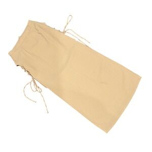 Beige maxi skirt with built in mini skirt tie up slits
